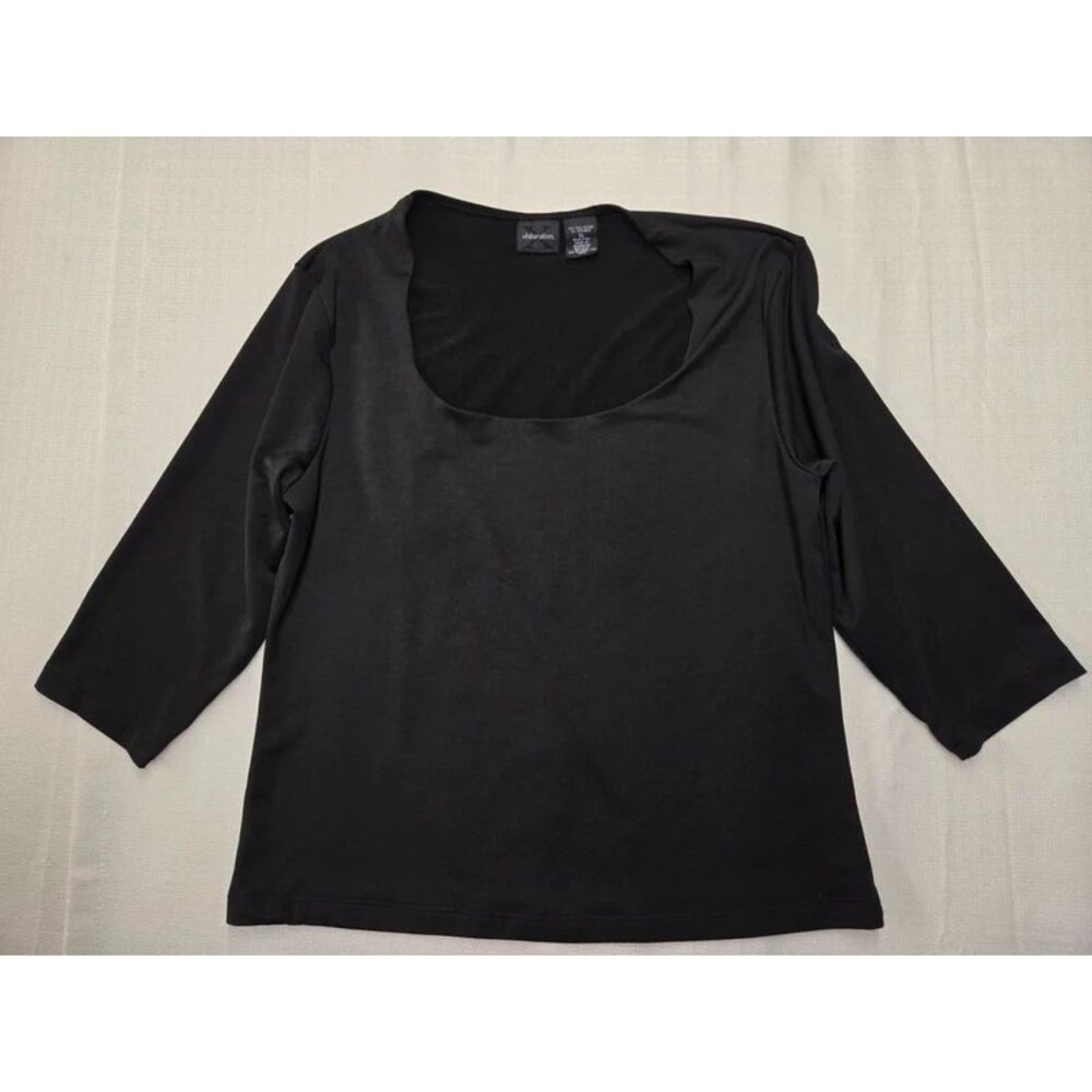 Vintage Y2K Xhilaration Black Scoop Neck 3/4 Sleeve Top XL